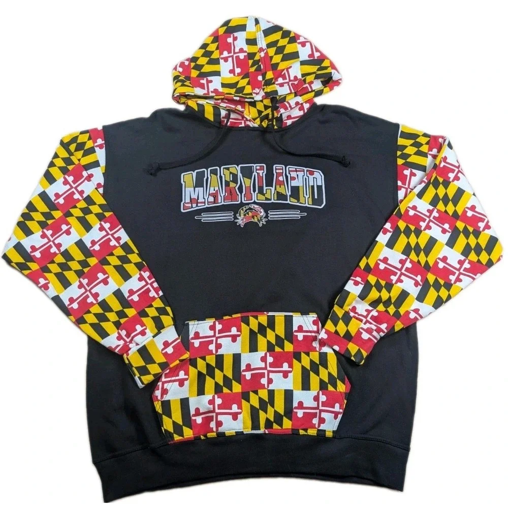 NCAA Maryland All Over Print AOP Sweatshirt Hoodie Mens Size L Large